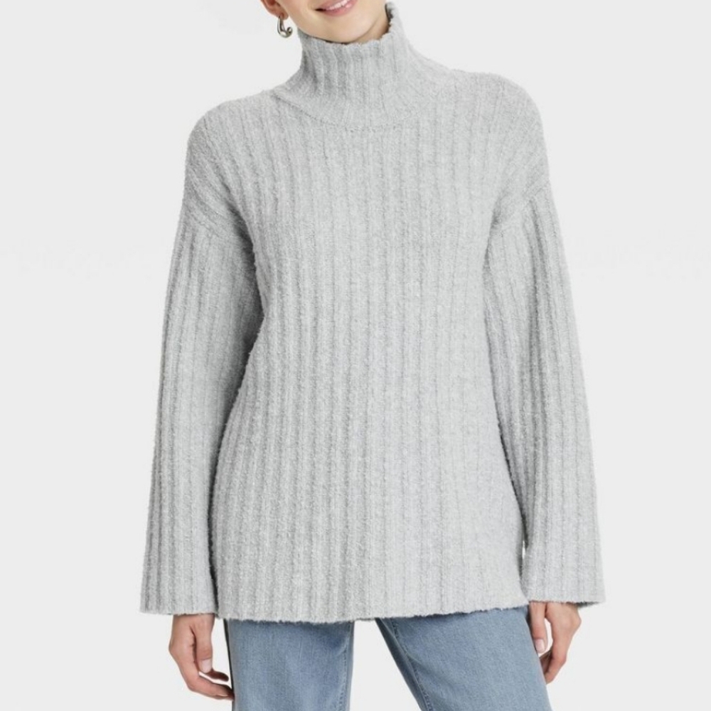 NWT Universal Thread Cozy Gray Turtleneck Sweater Size Large